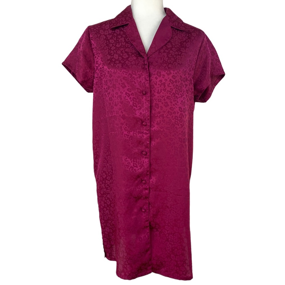 Erika Taylor Intimates Nightgown with Magenta Leopard Print